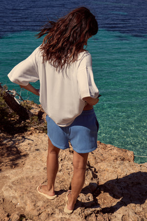 Kaiia Logo Mini Shorts Ocean Blue
