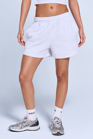 Kaiia Embossed Logo Shorts Light Grey Marl