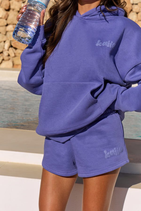 Kaiia Bubble Graphic Sweat Shorts Blue Lagoon