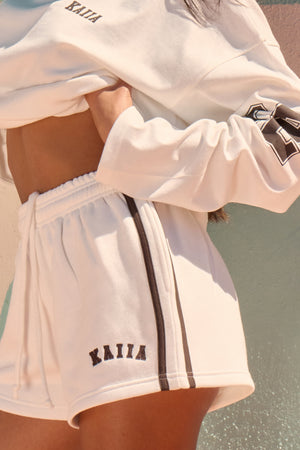 Kaiia Side Stripe Sweat Shorts Vanilla & Chocolate