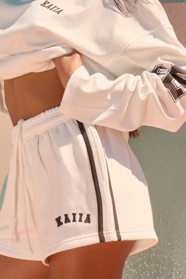 Kaiia Side Stripe Sweat Shorts Vanilla & Chocolate