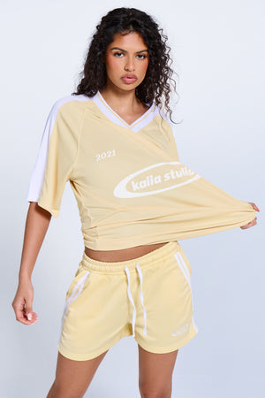 Kaiia Logo Tricot Shorts Lemon & White
