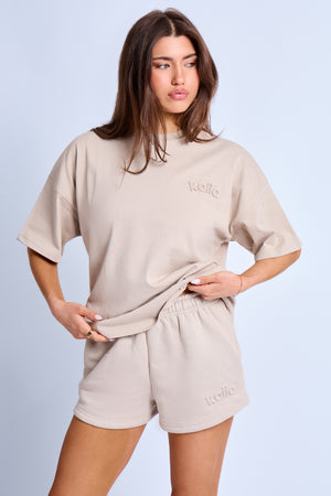 Kaiia Embossed Logo Shorts Ash Taupe