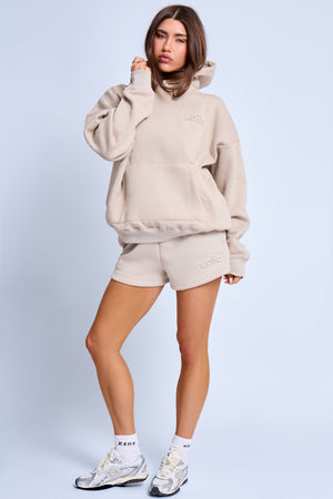 Kaiia Embossed Logo Shorts Ash Taupe