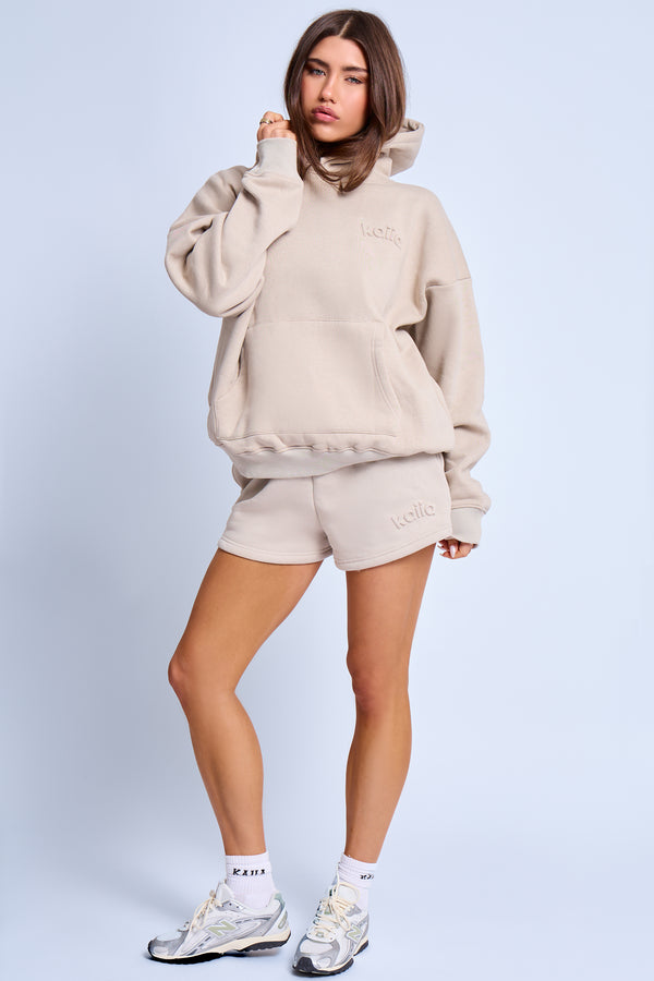 Kaiia Embossed Logo Shorts Ash Taupe