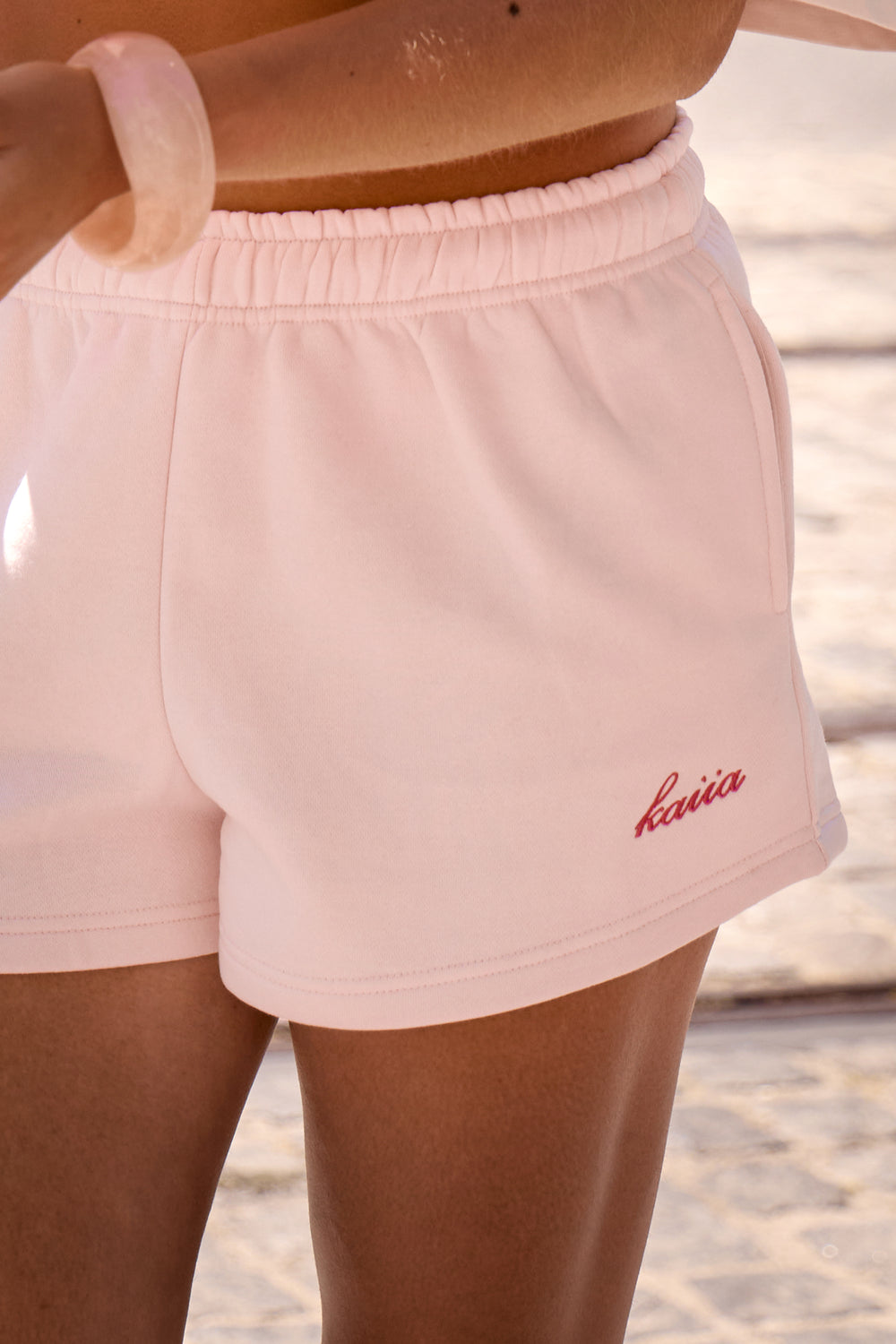 Kaiia Logo Mini Sweat Shorts Marshmallow Pink