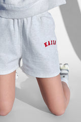 Kaiia Design Sweat Shorts Light Grey Marl and Red