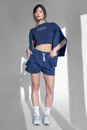 Kaiia Logo Sweat Shorts Navy
