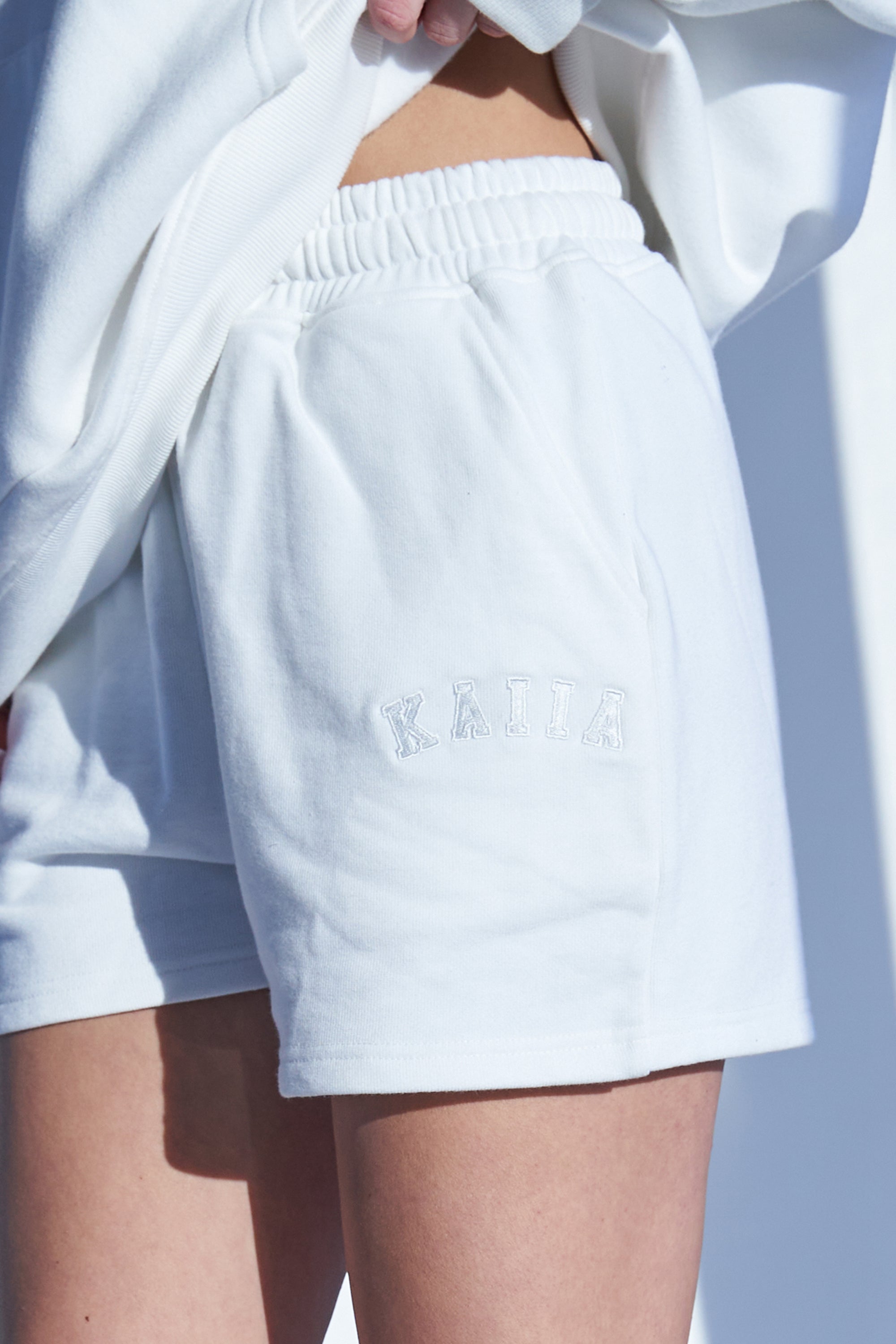 Kaiia Logo Sweat Shorts White