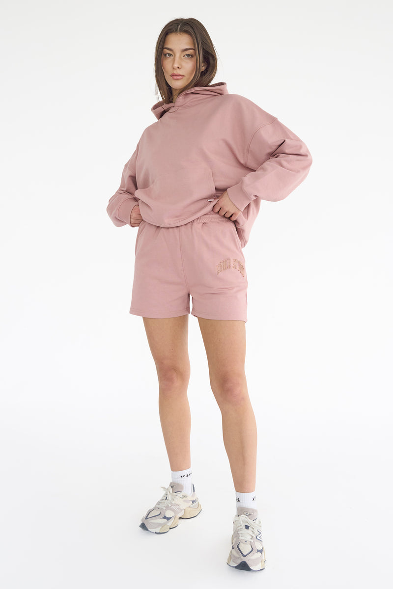 Kaiia Studio Distressed Applique Sweat Short Blush