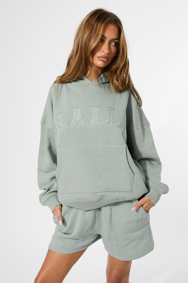 Kaiia Logo Sweat Shorts in Sage Green