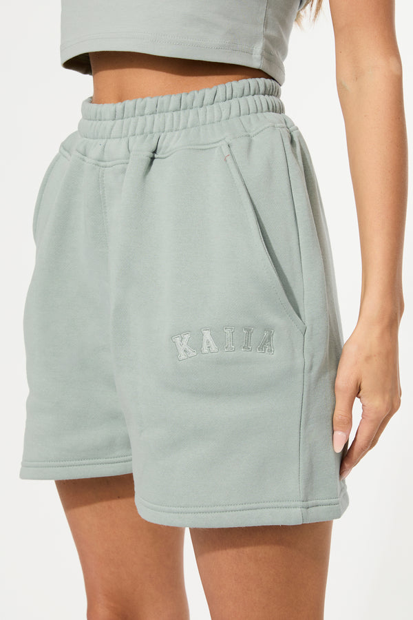 Kaiia Logo Sweat Shorts in Sage Green