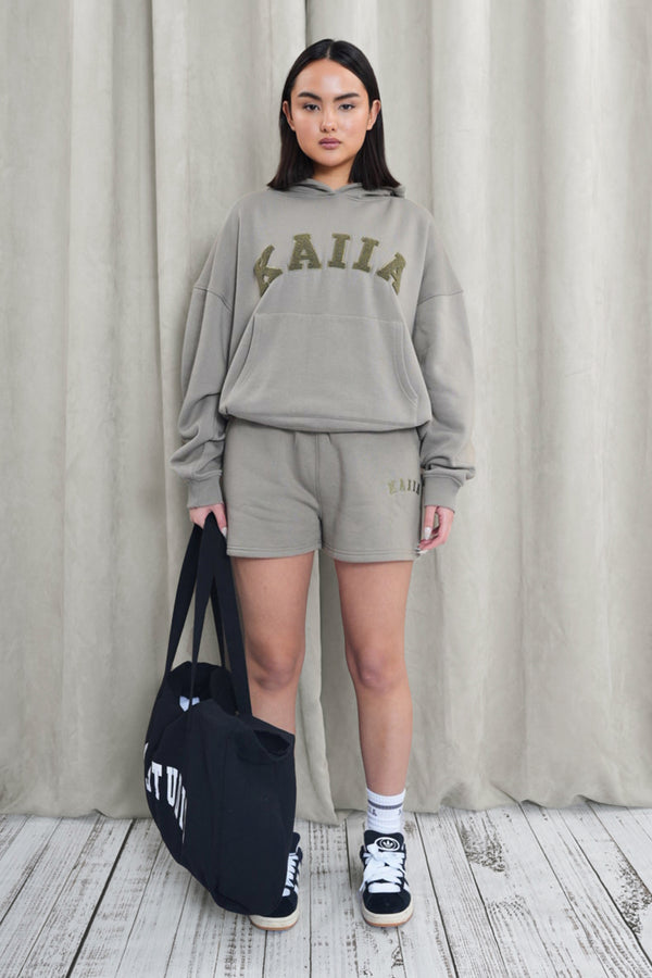Kaiia Logo Sweat Shorts in Khaki
