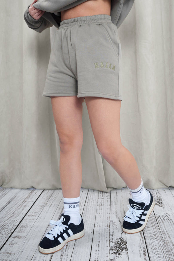 Kaiia Logo Sweat Shorts in Khaki