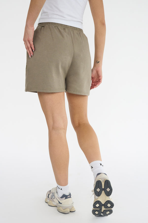 Kaiia Logo Sweat Shorts in Khaki