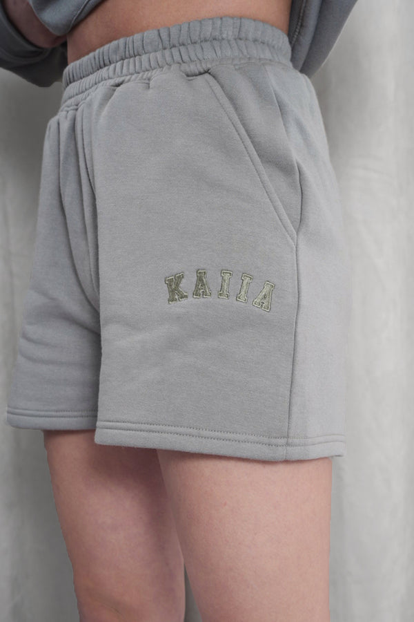 Kaiia Logo Sweat Shorts in Khaki