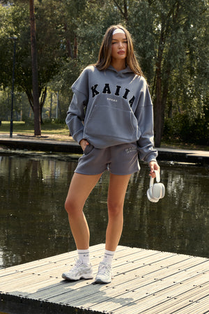 Kaiia Logo Sweat Shorts in Charcoal Grey