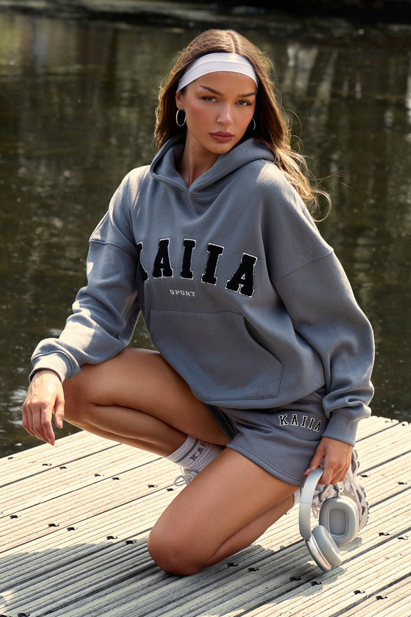 Kaiia Logo Sweat Shorts in Charcoal Grey