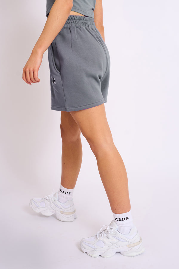 Kaiia Logo Sweat Shorts in Charcoal Grey