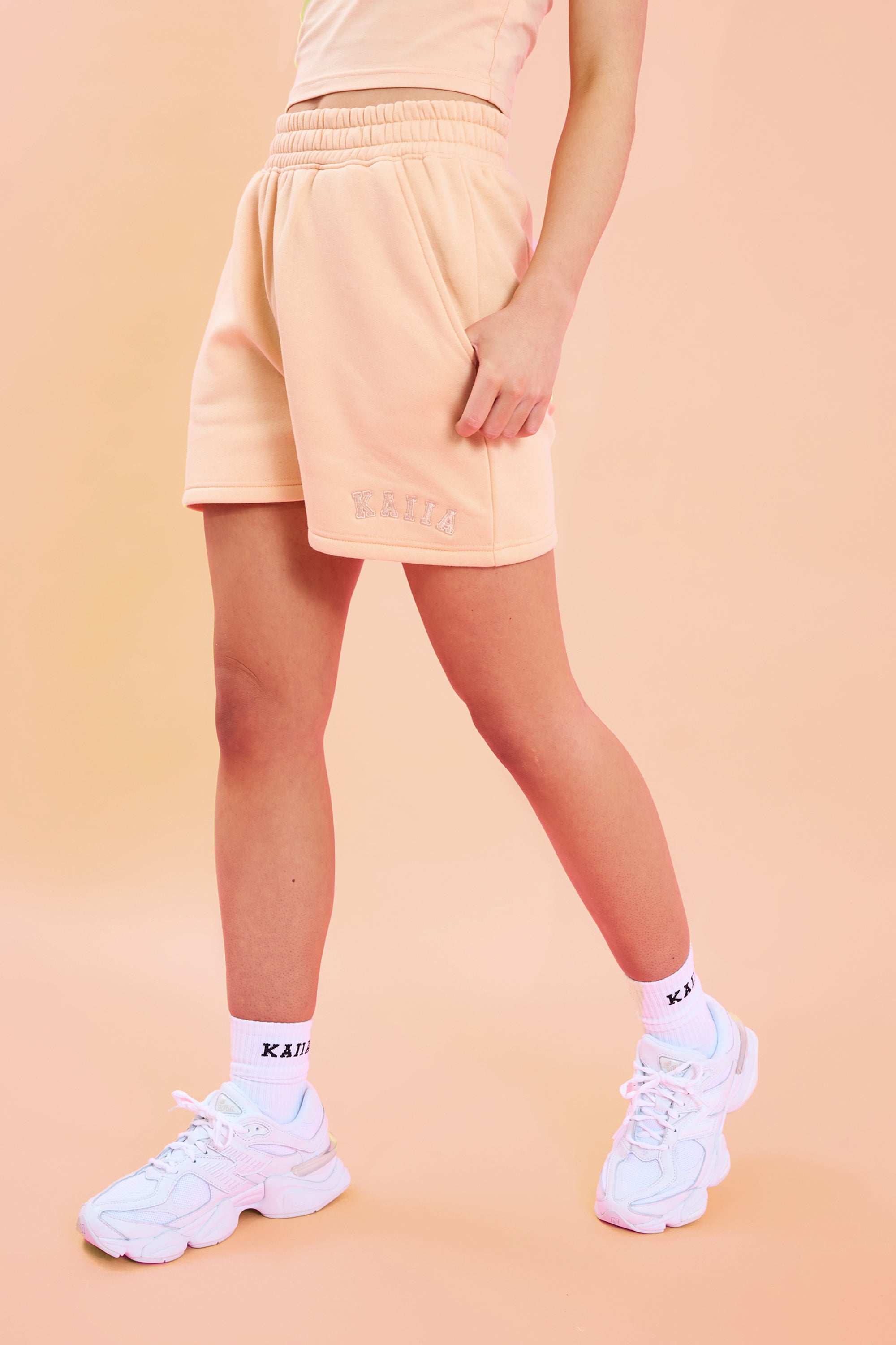Kaiia Logo Sweat Shorts Peach