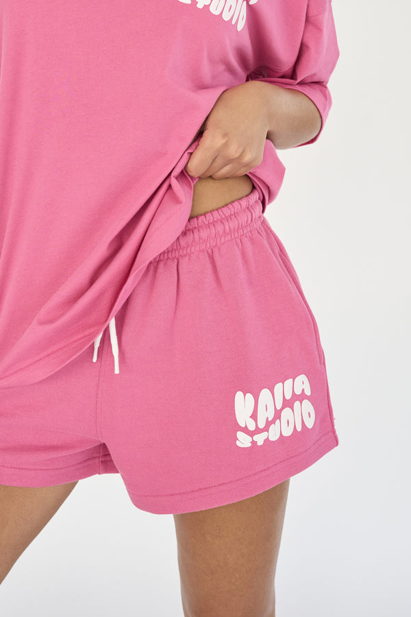 Kaiia Studio Bubble Logo Sweat Shorts Pink
