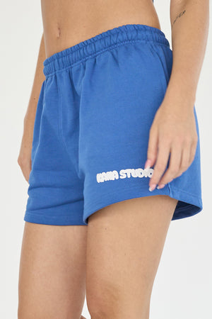 Kaiia Studio Bubble Logo Mini Sweat Shorts Blue