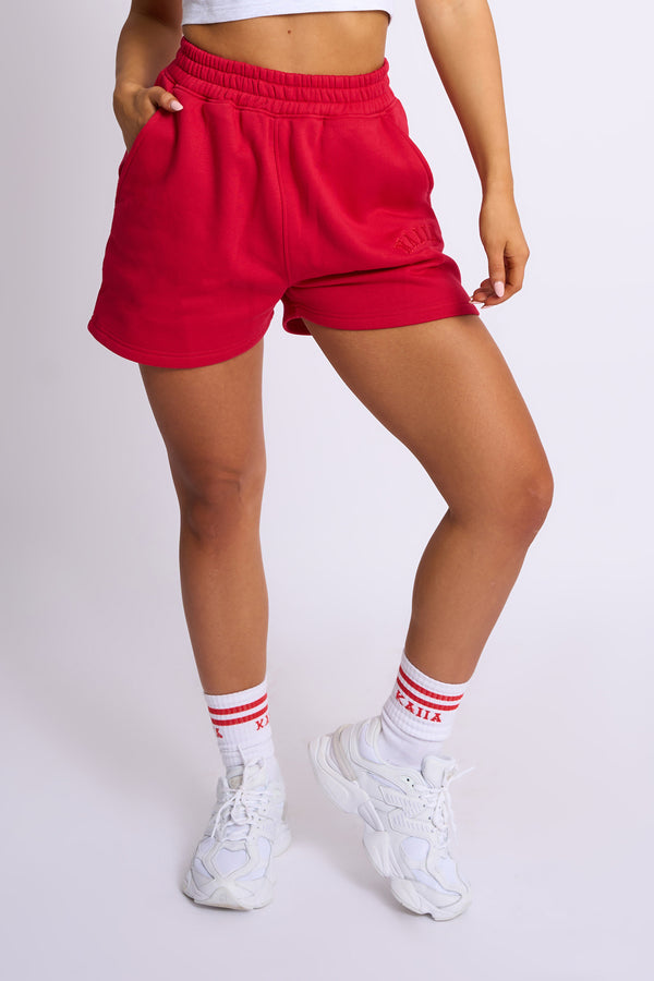 Kaiia Logo Sweat Shorts Red
