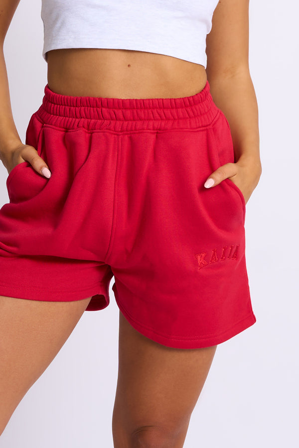 Kaiia Logo Sweat Shorts Red