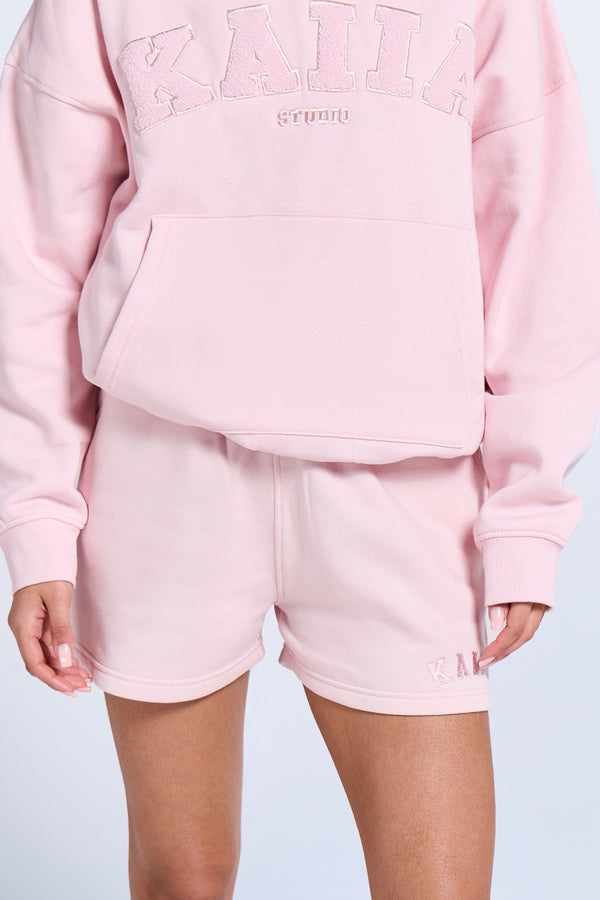 Kaiia Logo Sweat Shorts Pink Chai