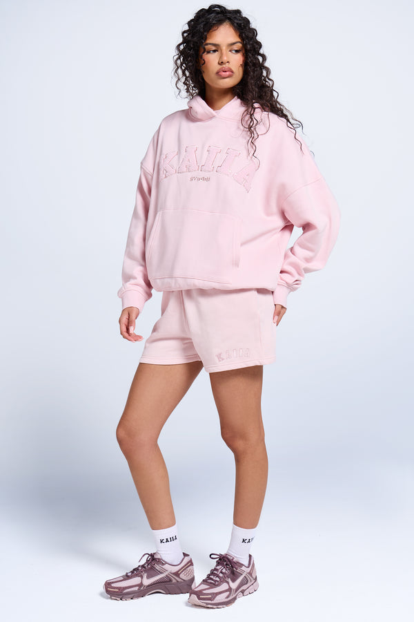 Kaiia Logo Sweat Shorts Pink Chai
