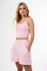 Kaiia Logo Sweat Shorts Baby Pink