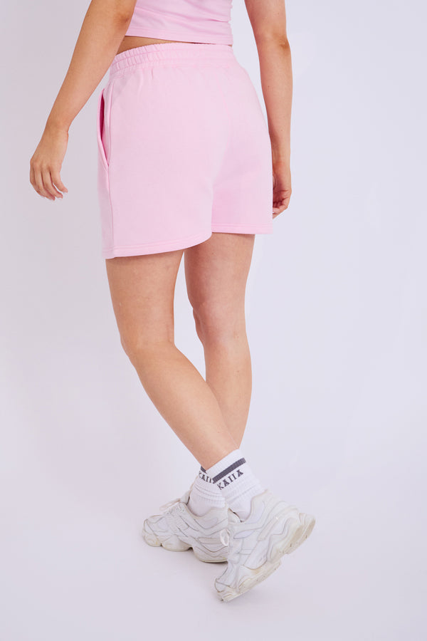 Kaiia Logo Sweat Shorts Baby Pink