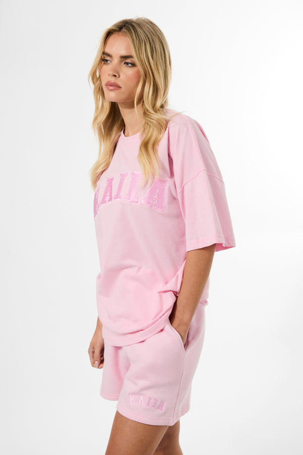 Kaiia Logo Sweat Shorts Baby Pink