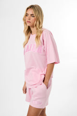 Kaiia Logo Sweat Shorts Baby Pink