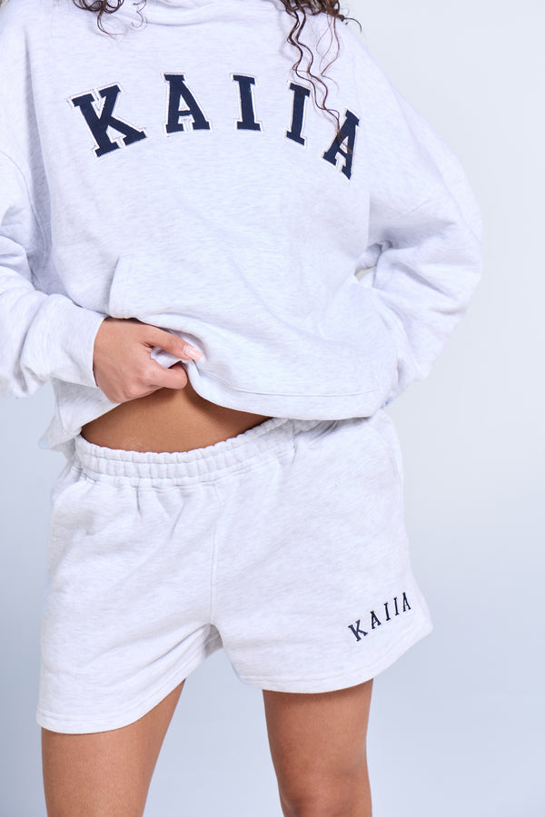 Kaiia Logo Sweat Shorts Light Grey Marl & Navy