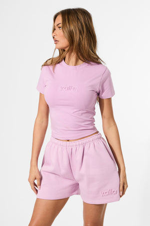 Kaiia Embossed Logo Sweat Shorts Parma Violet