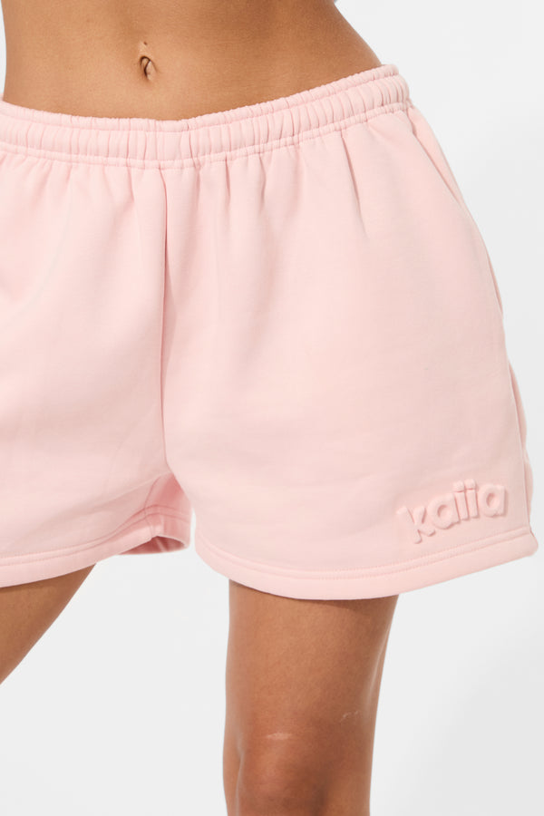 Kaiia Embossed Logo Sweat Shorts Sugar Pink