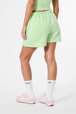 Kaiia Embossed Logo Sweat Shorts Lime Sherbet