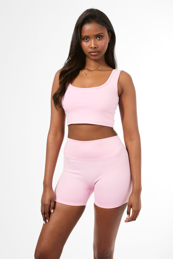Kaiia Sculpt Mini Shorts Baby Pink