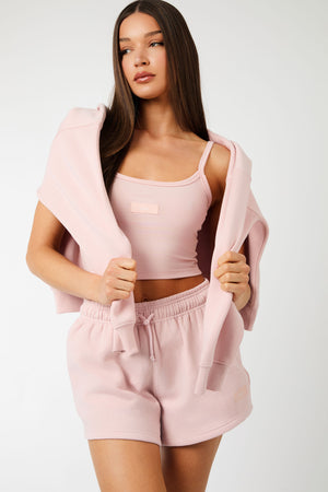 Kaiia Label Logo Mini Sweat Shorts Dusty Pink