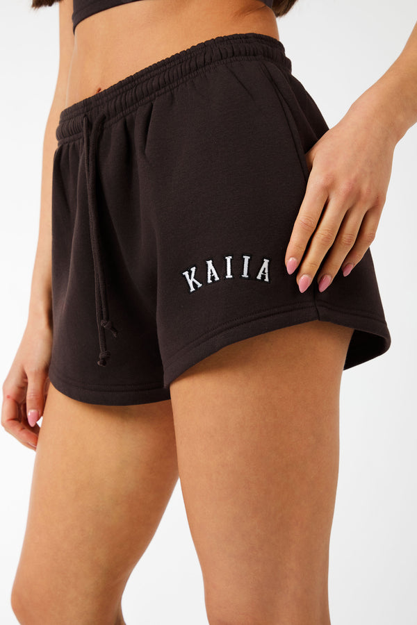 Kaiia Logo Sweat Shorts Brown