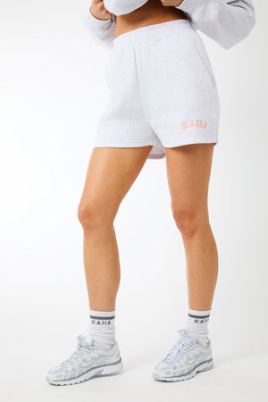 Kaiia Logo Sweat Shorts Light Grey Marl & Dusty Pink