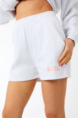 Kaiia Logo Sweat Shorts Light Grey Marl & Dusty Pink