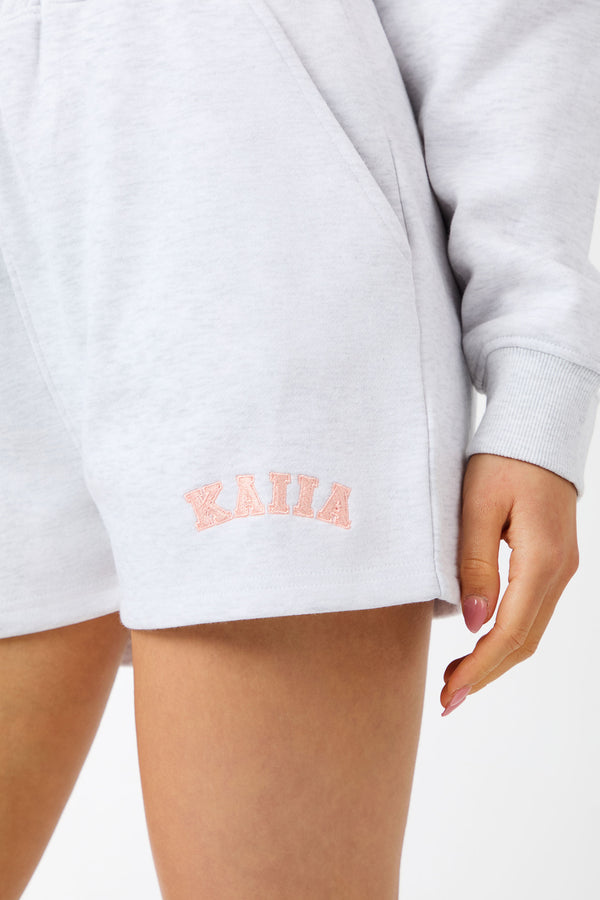 Kaiia Logo Sweat Shorts Light Grey Marl & Dusty Pink