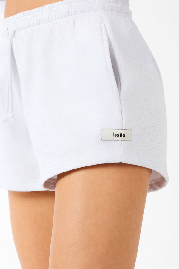 Kaiia Label Logo Sweat Shorts Light Grey Marl