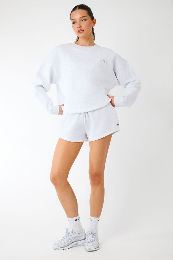 Kaiia Label Logo Sweat Shorts Light Grey Marl