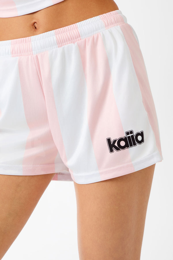 Kaiia Mini Football Shorts Pink Stripe