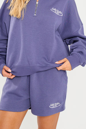 Kaiia Running Club Logo Sweat Shorts Light Navy