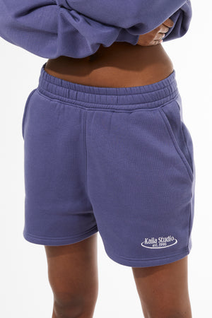 Kaiia Running Club Logo Sweat Shorts Light Navy