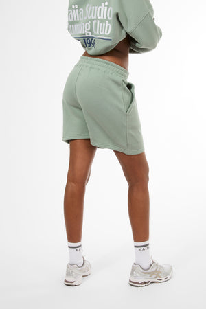 Kaiia Running Club Logo Sweat Shorts Green Tea